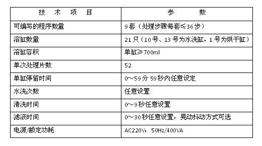 病理組織染色機技術(shù)參數(shù)